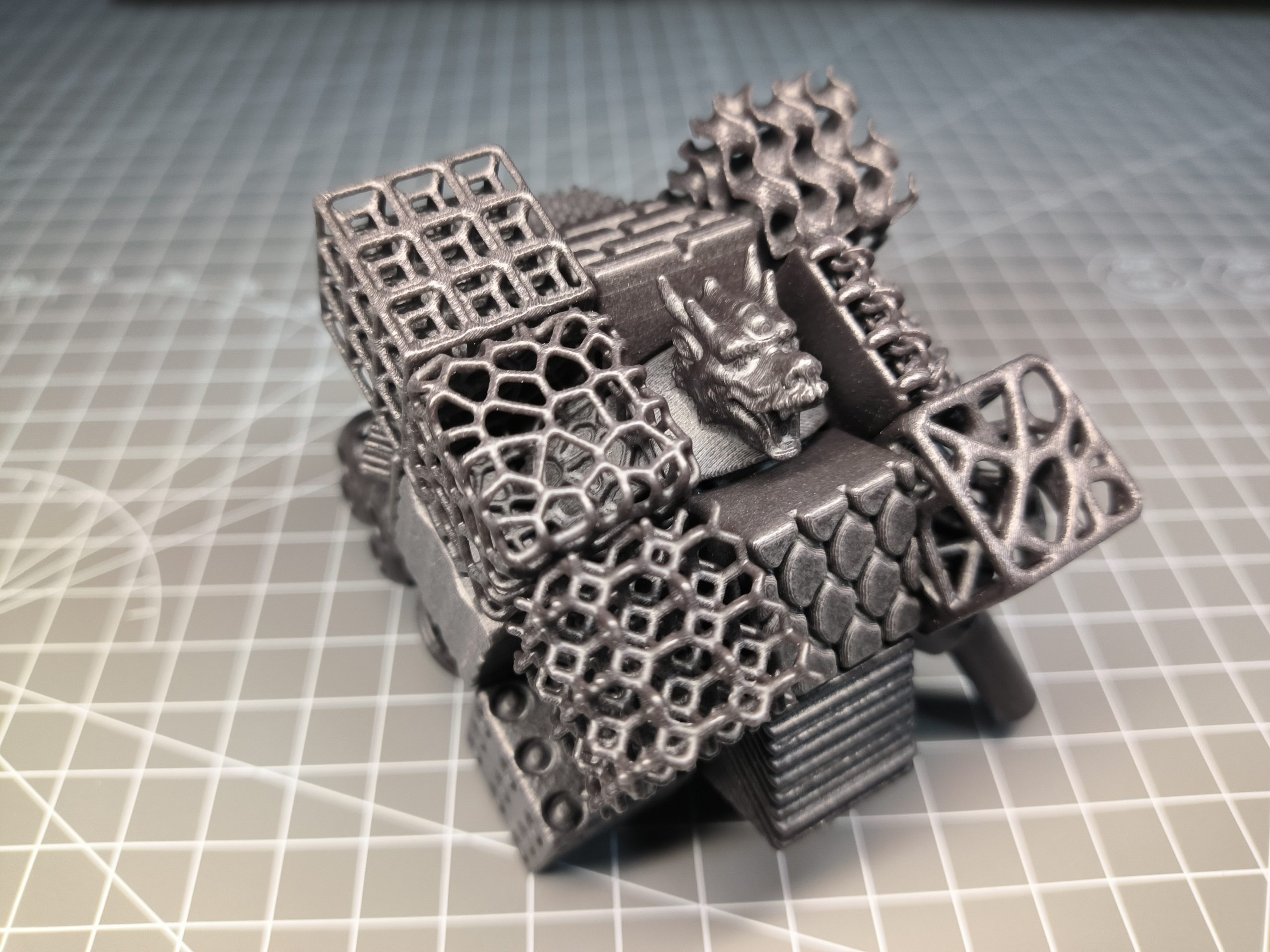 3D printed Rubik's Cube with black Nylon 12 material