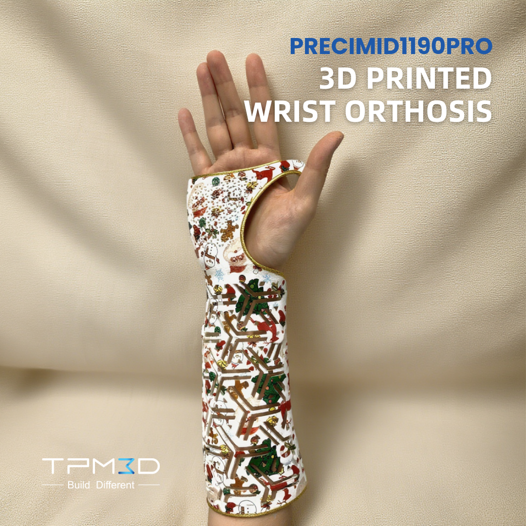 3D printed wrist orthosis with Christmas decorations